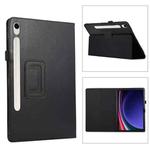 For Samsung Galaxy Tab S9 Ultra Litchi Texture Leather Tablet Case with Holder(Black)
