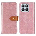 For Honor X8b European Floral Embossed Leather Phone Case(Pink)