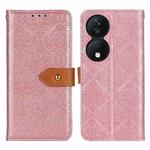 For Honor X7b European Floral Embossed Leather Phone Case(Pink)