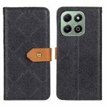 For Honor X6b European Floral Embossed Leather Phone Case(Black)