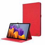 For Samsung Galaxy Tab S10 Ultra Fabric Texture Horizontal Flip Leather Tablet Case(Red)