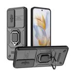 For Honor 90 5G Sliding Camshield TPU + PC Shockproof Phone Case with Holder(Black)