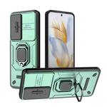 For Honor 90 5G Sliding Camshield TPU + PC Shockproof Phone Case with Holder(Green)