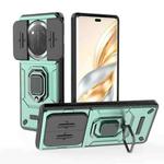 For Honor X60 Pro 5G Sliding Camshield TPU + PC Shockproof Phone Case with Holder(Green)