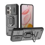 For Honor 400 5G Global 156.5mm Sliding Camshield TPU + PC Shockproof Phone Case with Holder(Black)