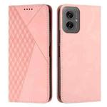 For Motorola Moto G55 Diamond Splicing Skin Feel Magnetic Leather Phone Case(Rose Gold)