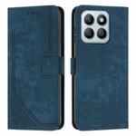 For Honor X8b Skin Feel Stripe Pattern Leather Phone Case with Lanyard(Blue)