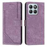 For Honor X8b Skin Feel Stripe Pattern Leather Phone Case with Lanyard(Purple)