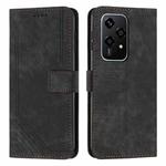 For Honor 200 Lite Global Skin Feel Stripe Pattern Leather Phone Case with Lanyard(Black)