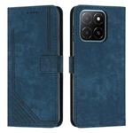 For Honor X5b / X5b Plus Skin Feel Stripe Pattern Leather Phone Case with Lanyard(Blue)