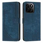 For Honor X7c 4G / 200 Smart Skin Feel Stripe Pattern Leather Phone Case with Lanyard(Blue)