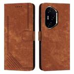 For Honor 300 Pro / 300 Ultra Skin Feel Stripe Pattern Leather Phone Case with Lanyard(Brown)