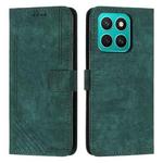 For Honor X8c 4G Skin Feel Stripe Pattern Leather Phone Case with Lanyard(Green)
