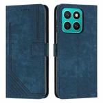 For Honor X8c 4G Skin Feel Stripe Pattern Leather Phone Case with Lanyard(Blue)