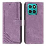 For Honor X8c 4G Skin Feel Stripe Pattern Leather Phone Case with Lanyard(Purple)