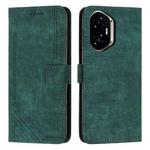For Honor 400 Skin Feel Stripe Pattern Leather Phone Case with Lanyard(Green)