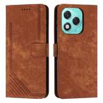 For Honor 400 Lite Skin Feel Stripe Pattern Leather Phone Case with Lanyard(Brown)