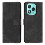 For Honor 400 Lite Skin Feel Stripe Pattern Leather Phone Case with Lanyard(Black)