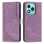 For Honor 400 Lite Skin Feel Stripe Pattern Leather Phone Case with Lanyard(Purple)