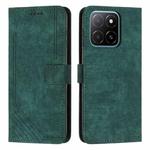 For Honor X6c 4G Skin Feel Stripe Pattern Leather Phone Case with Lanyard(Green)