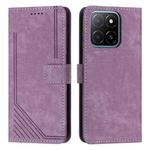 For Honor X6c 4G Skin Feel Stripe Pattern Leather Phone Case with Lanyard(Purple)