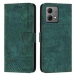 For Motorola Edge 40 Neo Skin Feel Stripe Pattern Leather Phone Case with Lanyard(Green)