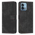 For Motorola Moto G Stylus 4G 2023 Skin Feel Stripe Pattern Leather Phone Case with Lanyard(Black)