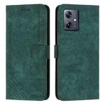 For Motorola Moto G54 Skin Feel Stripe Pattern Leather Phone Case with Lanyard(Green)