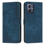 For Motorola Moto G54 Skin Feel Stripe Pattern Leather Phone Case with Lanyard(Blue)