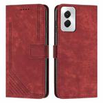 For Motorola Moto G Power 5G 2024 Skin Feel Stripe Pattern Leather Phone Case with Lanyard(Red)