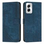 For Motorola Moto G Power 5G 2024 Skin Feel Stripe Pattern Leather Phone Case with Lanyard(Blue)