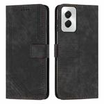 For Motorola Moto G Power 5G 2024 Skin Feel Stripe Pattern Leather Phone Case with Lanyard(Black)