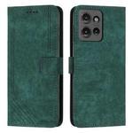 For Motorola Edge 50 Skin Feel Stripe Pattern Leather Phone Case with Lanyard(Green)