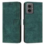 For Motorola Moto G55 Skin Feel Stripe Pattern Leather Phone Case with Lanyard(Green)