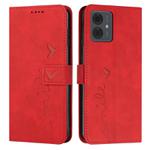 For Motorola Moto G14 Skin Feel Heart Pattern Leather Phone Case(Red)