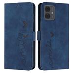 For Motorola Moto G14 Skin Feel Heart Pattern Leather Phone Case(Blue)