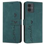 For Motorola Moto G14 Skin Feel Heart Pattern Leather Phone Case(Green)