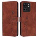 For Motorola Edge 40 Skin Feel Heart Pattern Leather Phone Case(Brown)