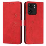 For Motorola Edge 40 Skin Feel Heart Pattern Leather Phone Case(Red)