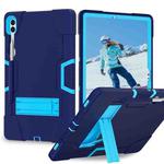 For Samsung Galaxy Tab S9+ Contrast Color Silicone PC Tablet Case with Holder(Navy Blue + Blue)