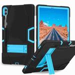 For Samsung Galaxy Tab S9+ Contrast Color Silicone PC Tablet Case with Holder(Black + Blue)