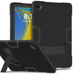 For Samsung Galaxy Tab A9+ Contrast Color Silicone PC Tablet Case with Holder(Black)