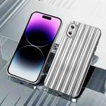 For iPhone XS Max Electroplated Streamer Brushed TPU Phone Case with Lens Film(Silver)
