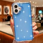 For iPhone 16 Glitter Powder 3-in-1 TPU + PC Phone Case(Blue)