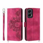 For Motorola Moto G Stylus 5G 2024 Skin-feel Flowers Embossed Wallet Leather Phone Case(Wine Red)