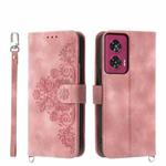 For Motorola Edge 50 Fusion Skin-feel Flowers Embossed Wallet Leather Phone Case(Pink)