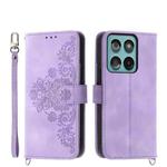 For Motorola Edge 60 Fusion Skin Feel Flowers Embossed Wallet Leather Phone Case(Purple)