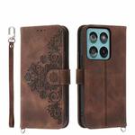 For Motorola Edge 60 Fusion Skin Feel Flowers Embossed Wallet Leather Phone Case(Brown)
