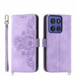 For Motorola Moto G56 5G / G66j 5G / G66y 5G Skin Feel Flowers Embossed Wallet Leather Phone Case(Purple)