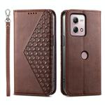 For Motorola Moto G Stylus 4G 2023 Cubic Grid Calf Texture Magnetic Leather Phone Case(Brown)